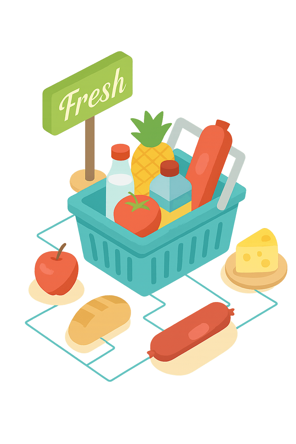 Grocery shopping illustration